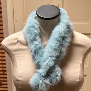 Elegant Blue Fur Scarf